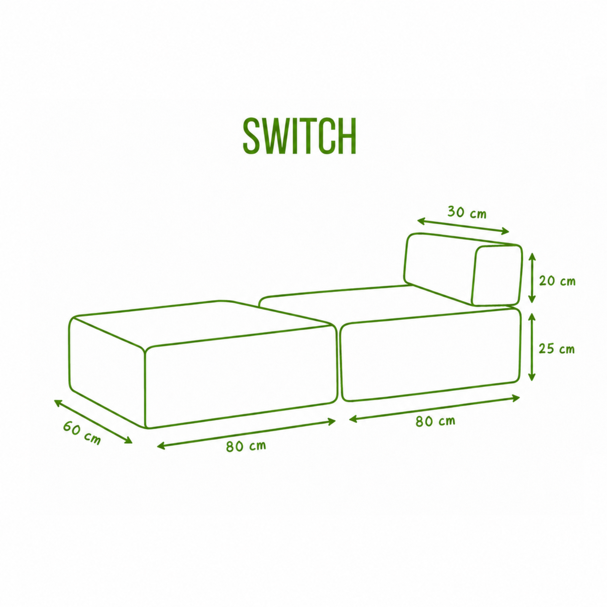 OUTBAG Outdoor Sitzsack Switch Maße und Abmessungen